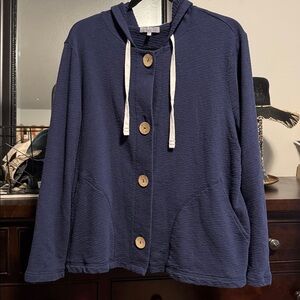Habitat Womens Long Sleeves Hooded Cotton Jacket Womens L Navy Nautical coastal